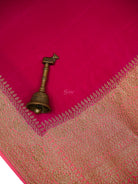 Dark Pink Peach Plain Crepe Silk Handloom Banarasi Saree - Sacred Weaves