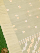 Pastel Yellow Booti Organza Handloom Banarasi Saree - Sacred Weaves