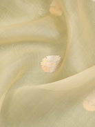 Pastel Yellow Booti Organza Handloom Banarasi Saree - Sacred Weaves