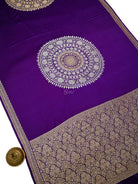 Purple Zari Boota Satin Silk Handloom Banarasi Saree - Sacred Weaves