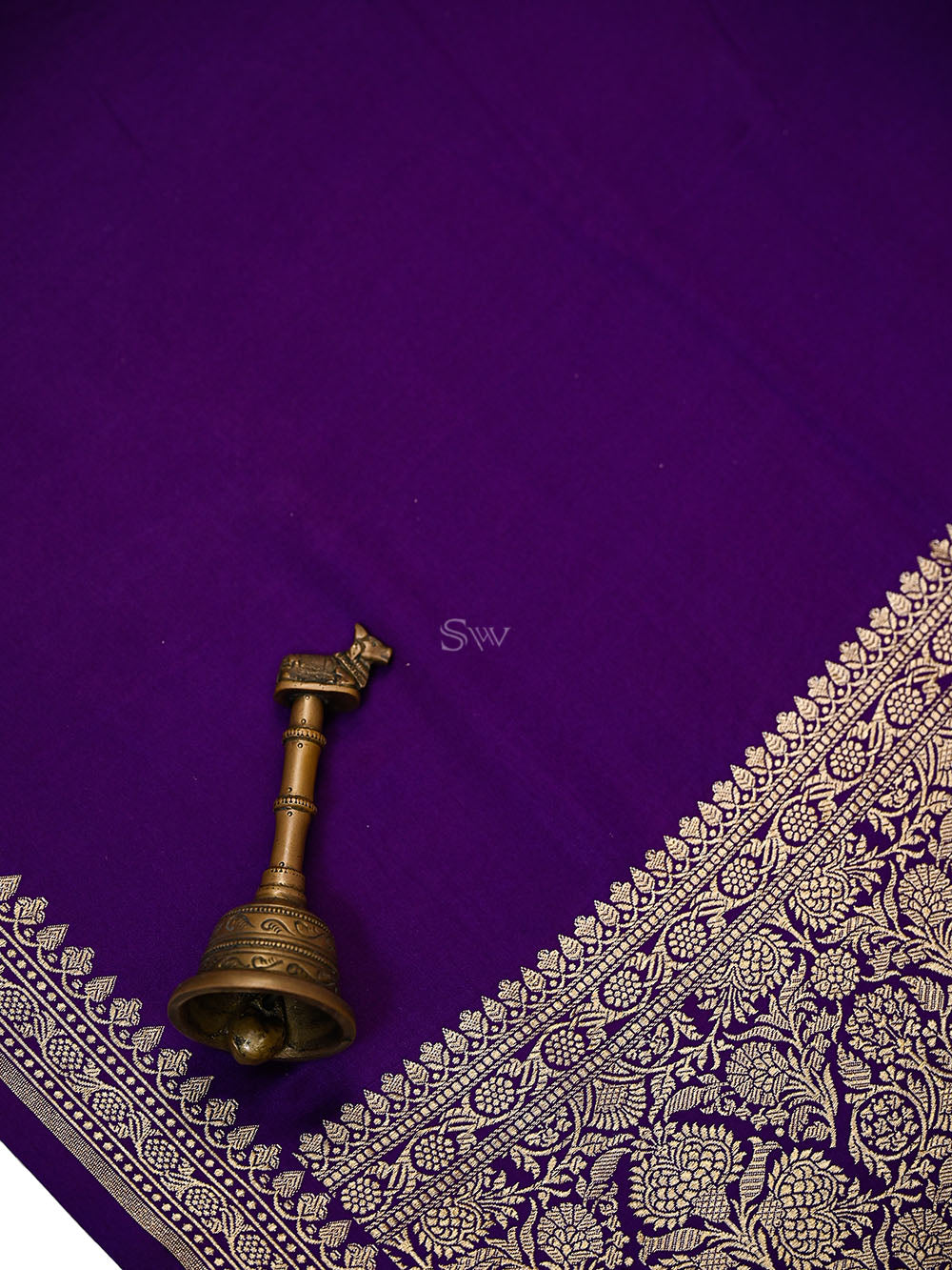 Purple Zari Boota Satin Silk Handloom Banarasi Saree - Sacred Weaves