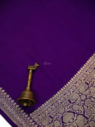 Purple Zari Boota Satin Silk Handloom Banarasi Saree - Sacred Weaves