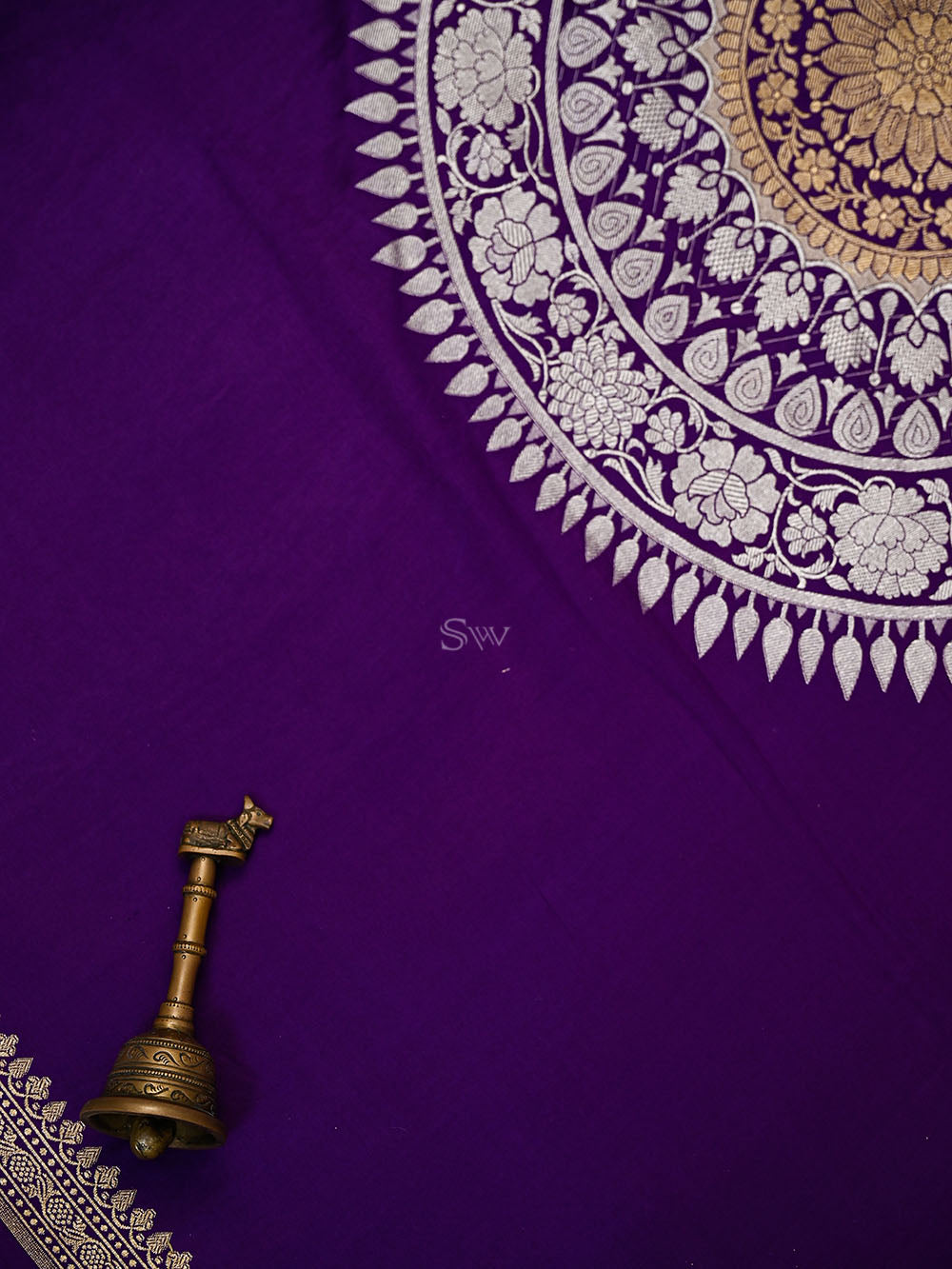Purple Zari Boota Satin Silk Handloom Banarasi Saree - Sacred Weaves
