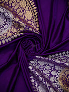 Purple Zari Boota Satin Silk Handloom Banarasi Saree - Sacred Weaves