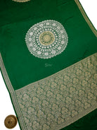 Bottle Green Boota Satin Silk Handloom Banarasi Saree - Sacred Weaves