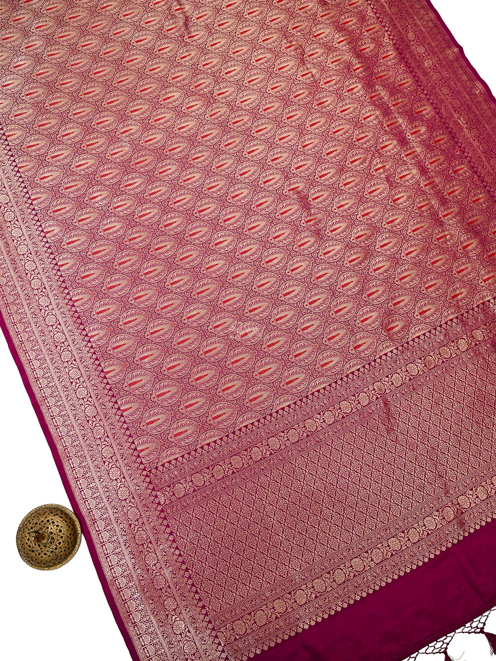 Dark Magenta Brocade Silk Meenakari Handloom Banarasi Saree - Sacred Weaves