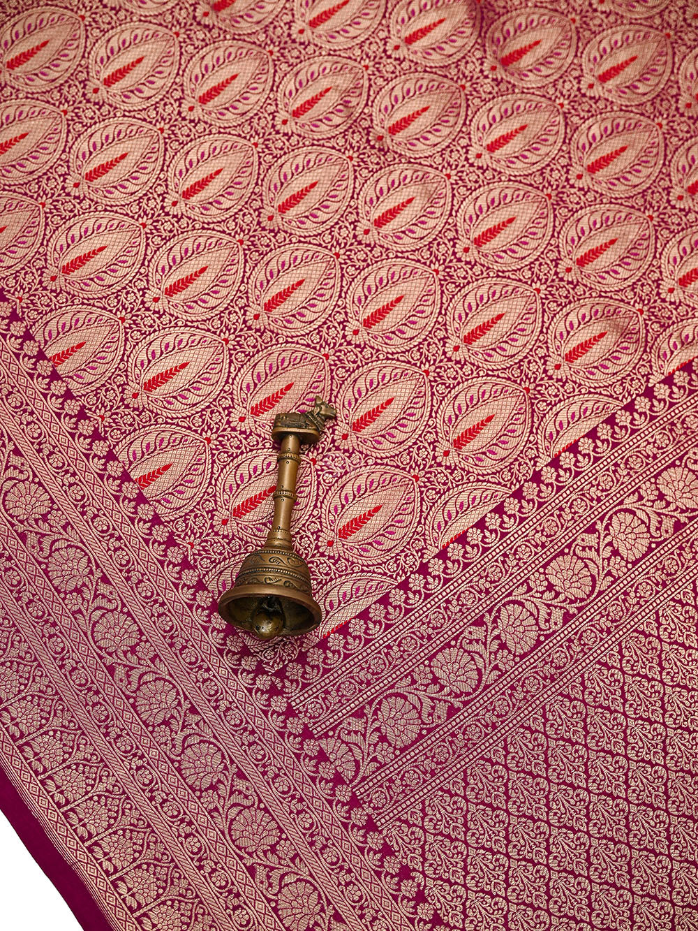Dark Magenta Brocade Silk Meenakari Handloom Banarasi Saree - Sacred Weaves