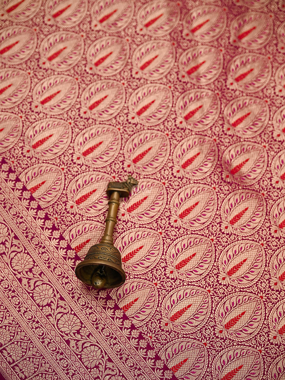 Dark Magenta Brocade Silk Meenakari Handloom Banarasi Saree - Sacred Weaves
