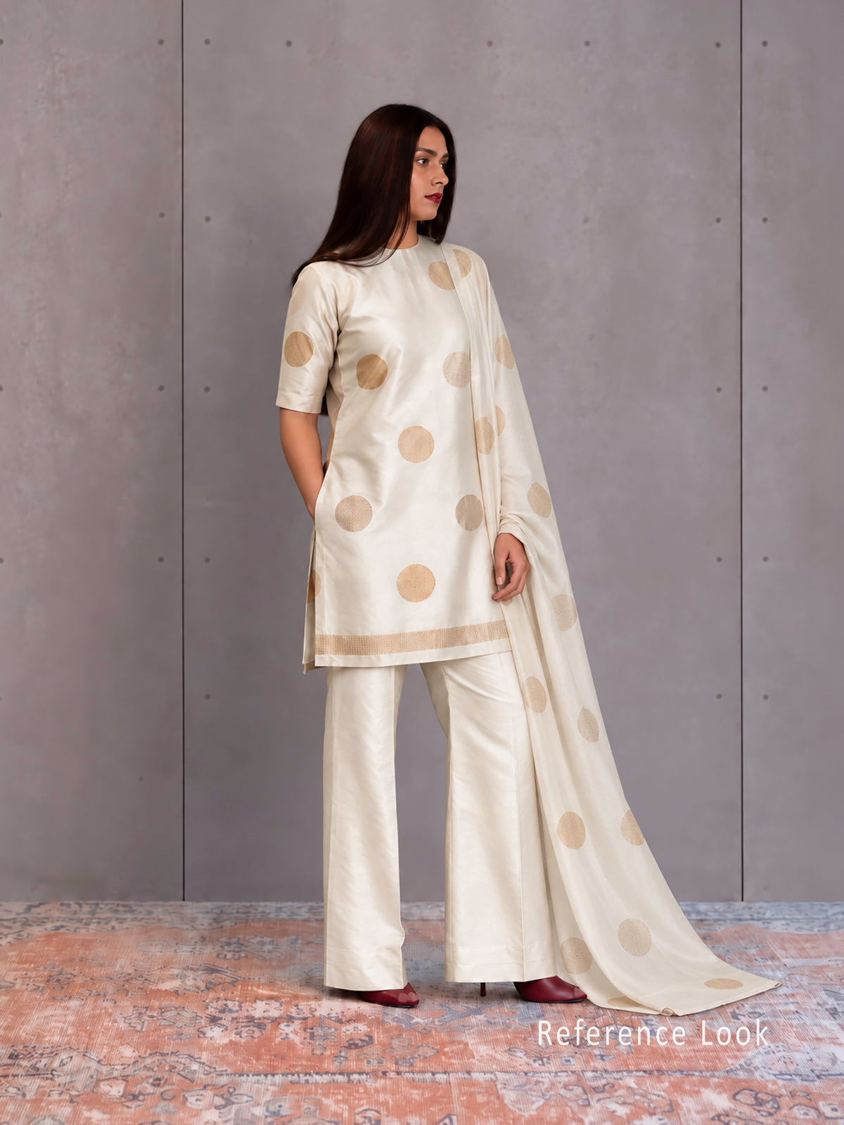 Off White Booti Katan Silk Handloom Banarasi Suit - Sacred Weaves