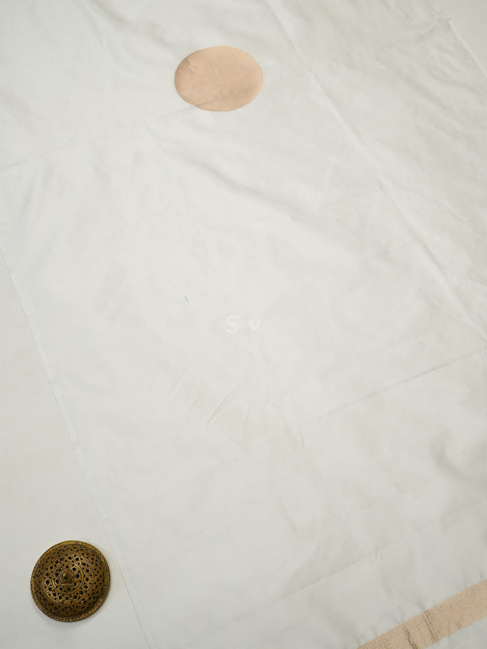 Off White Booti Katan Silk Handloom Banarasi Suit - Sacred Weaves