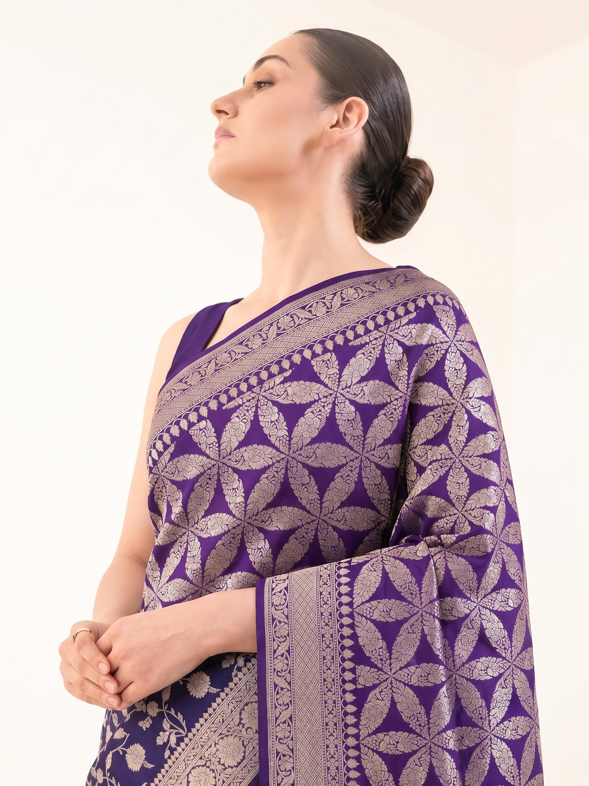 Purple Silk Zari Brocade Handloom Banarasi Saree - Sacred Weaves