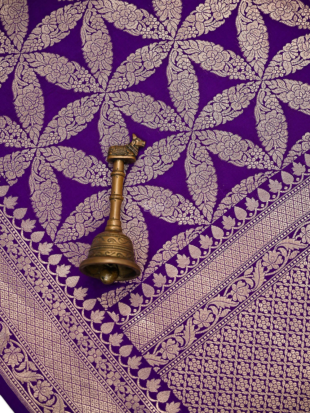 Purple Silk Zari Brocade Handloom Banarasi Saree - Sacred Weaves