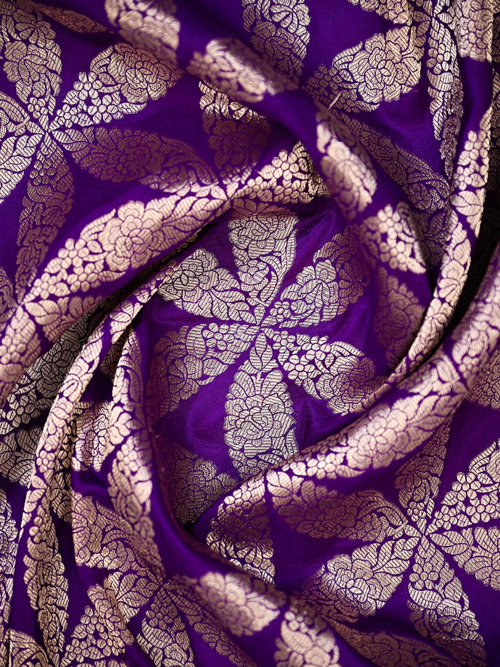 Purple Silk Zari Brocade Handloom Banarasi Saree - Sacred Weaves