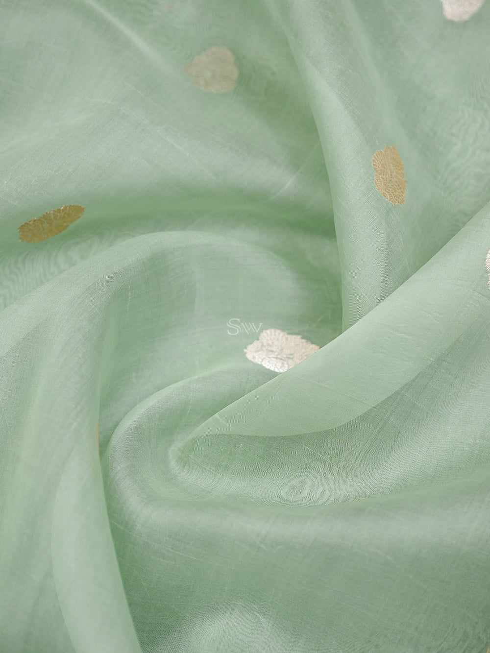 Pista Green Organza Handloom Banarasi Saree - Sacred Weaves