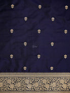 Midnight Blue Meenakari Booti Katan Silk Handloom Banarasi Suit - Sacred Weaves