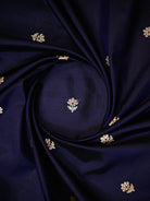 Midnight Blue Meenakari Booti Katan Silk Handloom Banarasi Suit - Sacred Weaves