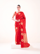 Red Zari Booti Pure Handloom Banarasi Soft Silk Saree - Sacred Weaves