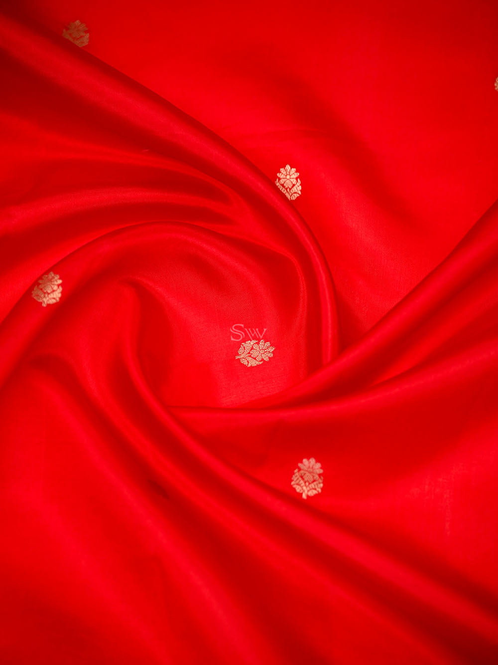 Red Zari Booti Pure Handloom Banarasi Soft Silk Saree - Sacred Weaves