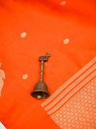 Orange Floral Booti Pure Handloom Banarasi Soft Silk Saree - Sacred Weaves