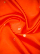 Orange Floral Booti Pure Handloom Banarasi Soft Silk Saree - Sacred Weaves