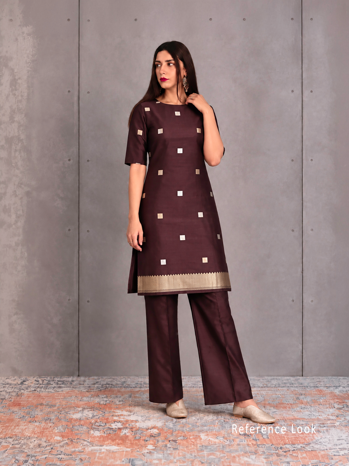Wine Sona Roopa Booti Katan Silk Handloom Banarasi Suit - Sacred Weaves