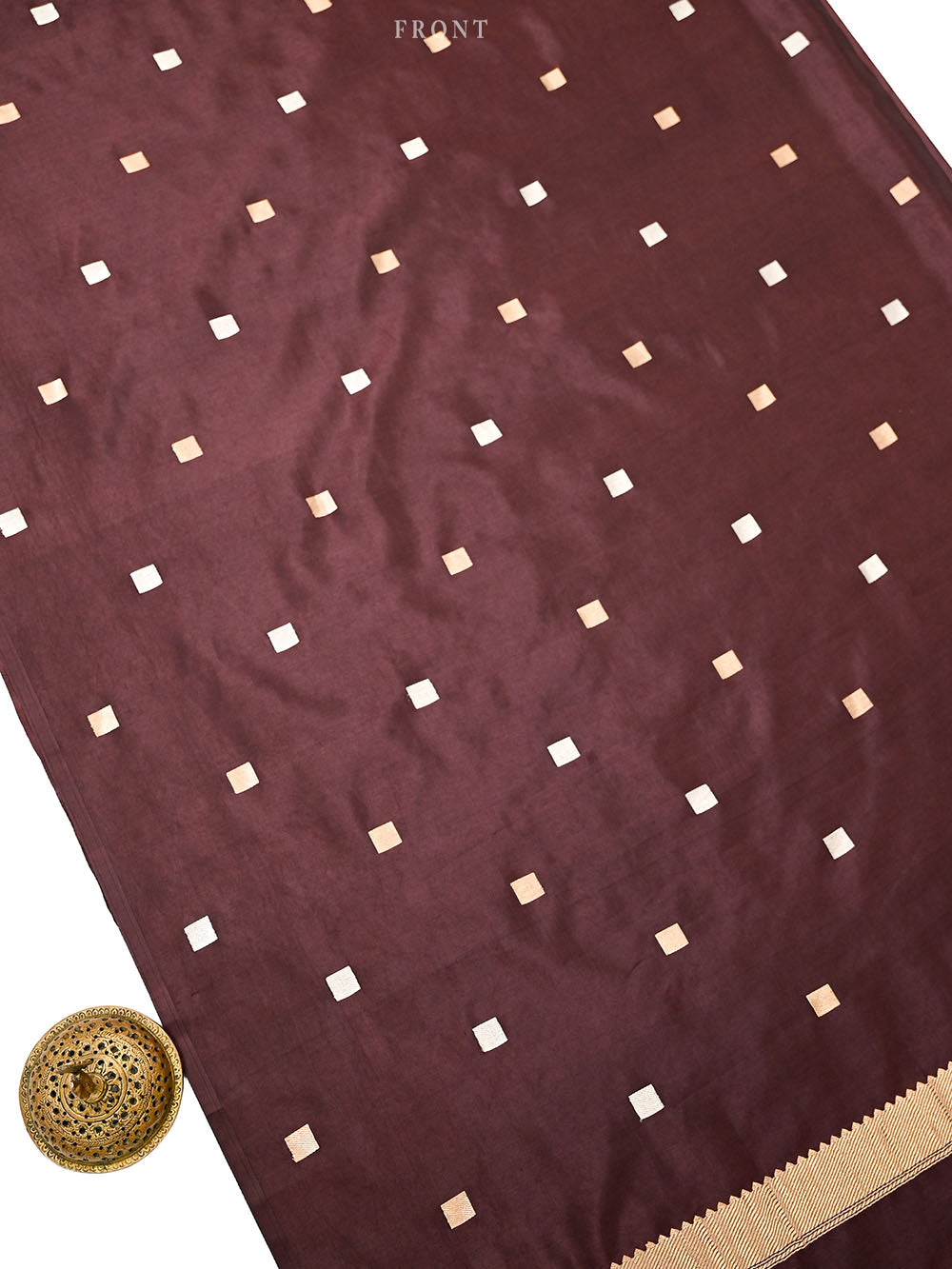 Wine Sona Roopa Booti Satin Silk Handloom Banarasi Suit - Sacred Weaves