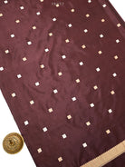 Wine Sona Roopa Booti Satin Silk Handloom Banarasi Suit - Sacred Weaves