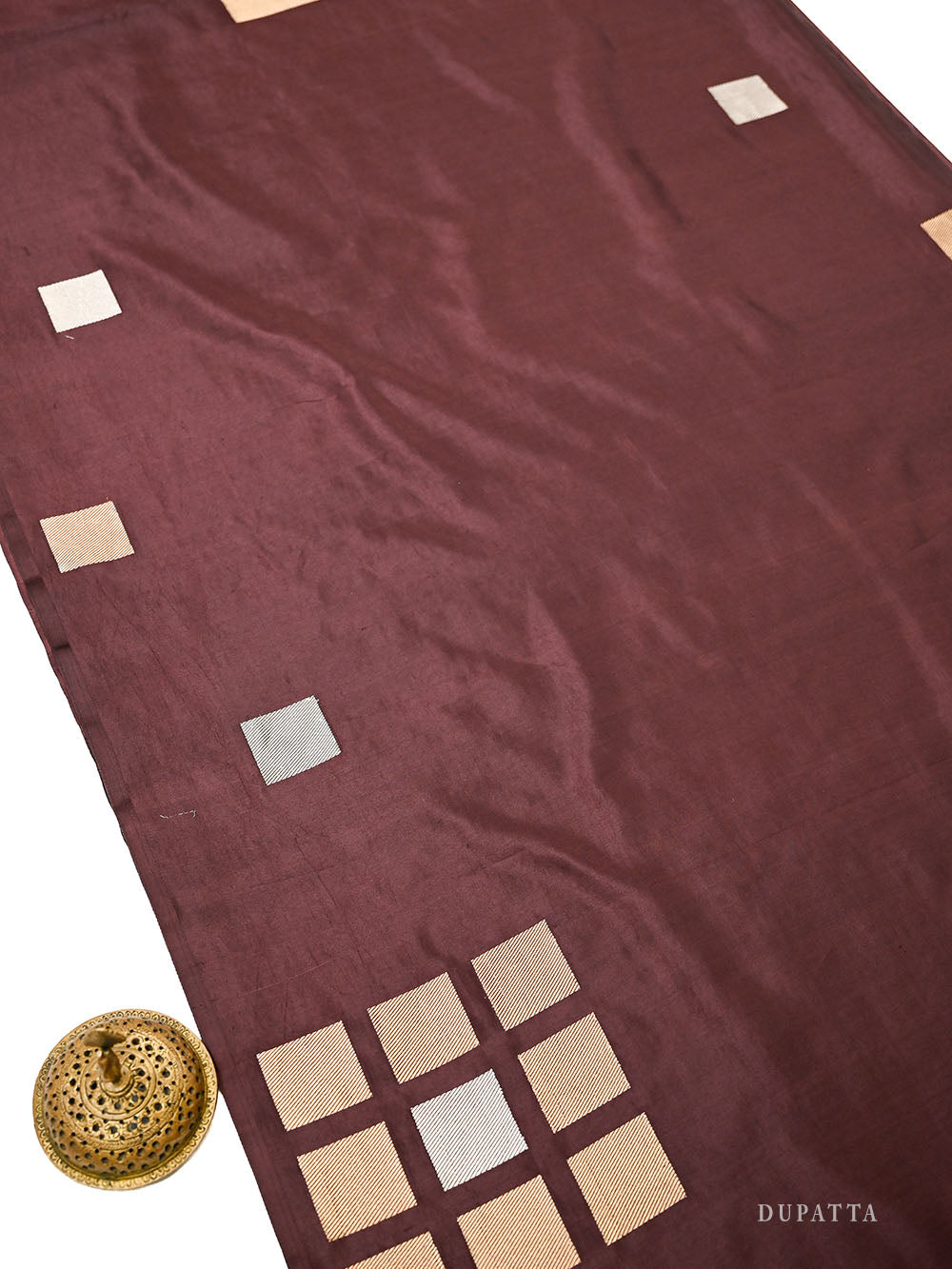 Wine Sona Roopa Booti Satin Silk Handloom Banarasi Suit - Sacred Weaves