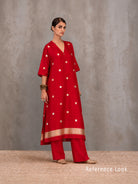Red Sona Roopa Booti Katan Silk Handloom Banarasi Suit - Sacred Weaves