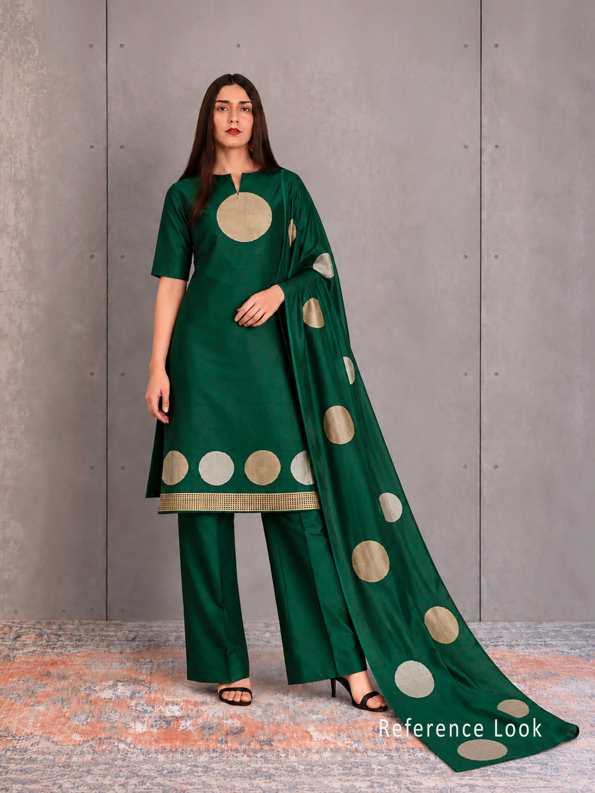 Bottle Green Sona Roopa Booti Katan Silk Handloom Banarasi Suit - Sacred Weaves