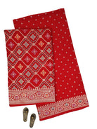 Red Meenakari Khaddi Georgette Handloom Banarasi Suit- Sacred Weaves