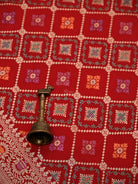 Red Meenakari Khaddi Georgette Handloom Banarasi Suit- Sacred Weaves