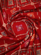 Red Meenakari Khaddi Georgette Handloom Banarasi Suit- Sacred Weaves