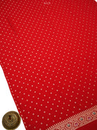 Red Meenakari Khaddi Georgette Handloom Banarasi Suit- Sacred Weaves