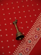 Red Meenakari Khaddi Georgette Handloom Banarasi Suit- Sacred Weaves