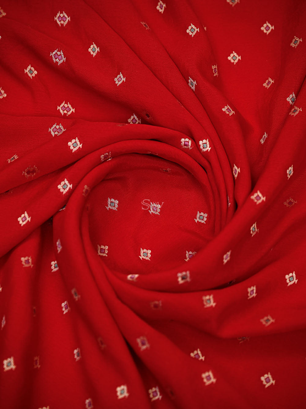 Red Meenakari Khaddi Georgette Handloom Banarasi Suit- Sacred Weaves