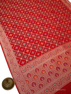 Red Meenakari Khaddi Georgette Handloom Banarasi Suit- Sacred Weaves