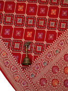Red Meenakari Khaddi Georgette Handloom Banarasi Suit- Sacred Weaves