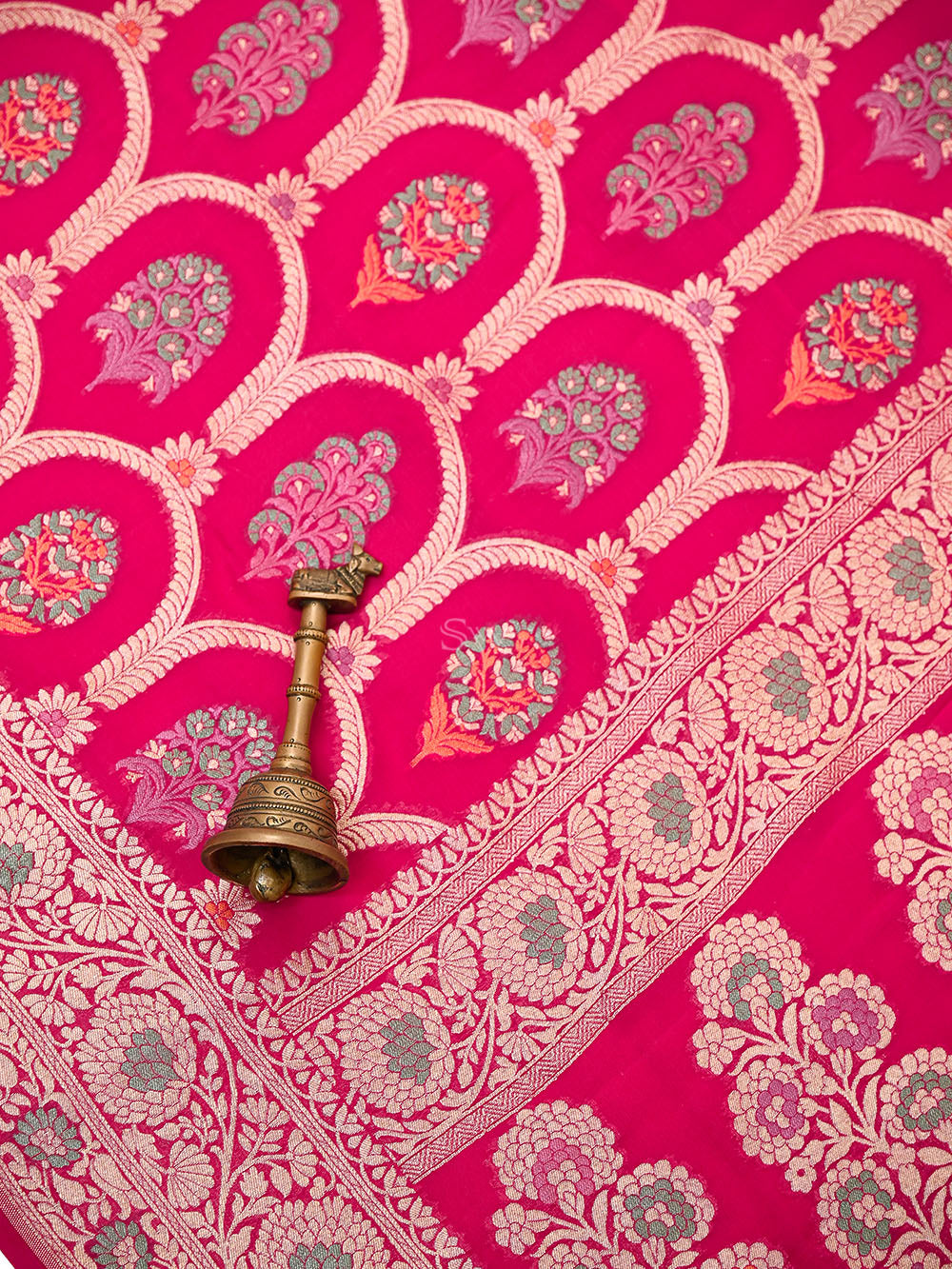 Magenta Meenakari Khaddi Georgette Handloom Banarasi Suit - Sacred Weaves