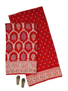 Red Meenakari Khaddi Georgette Handloom Banarasi Suit - Sacred Weaves