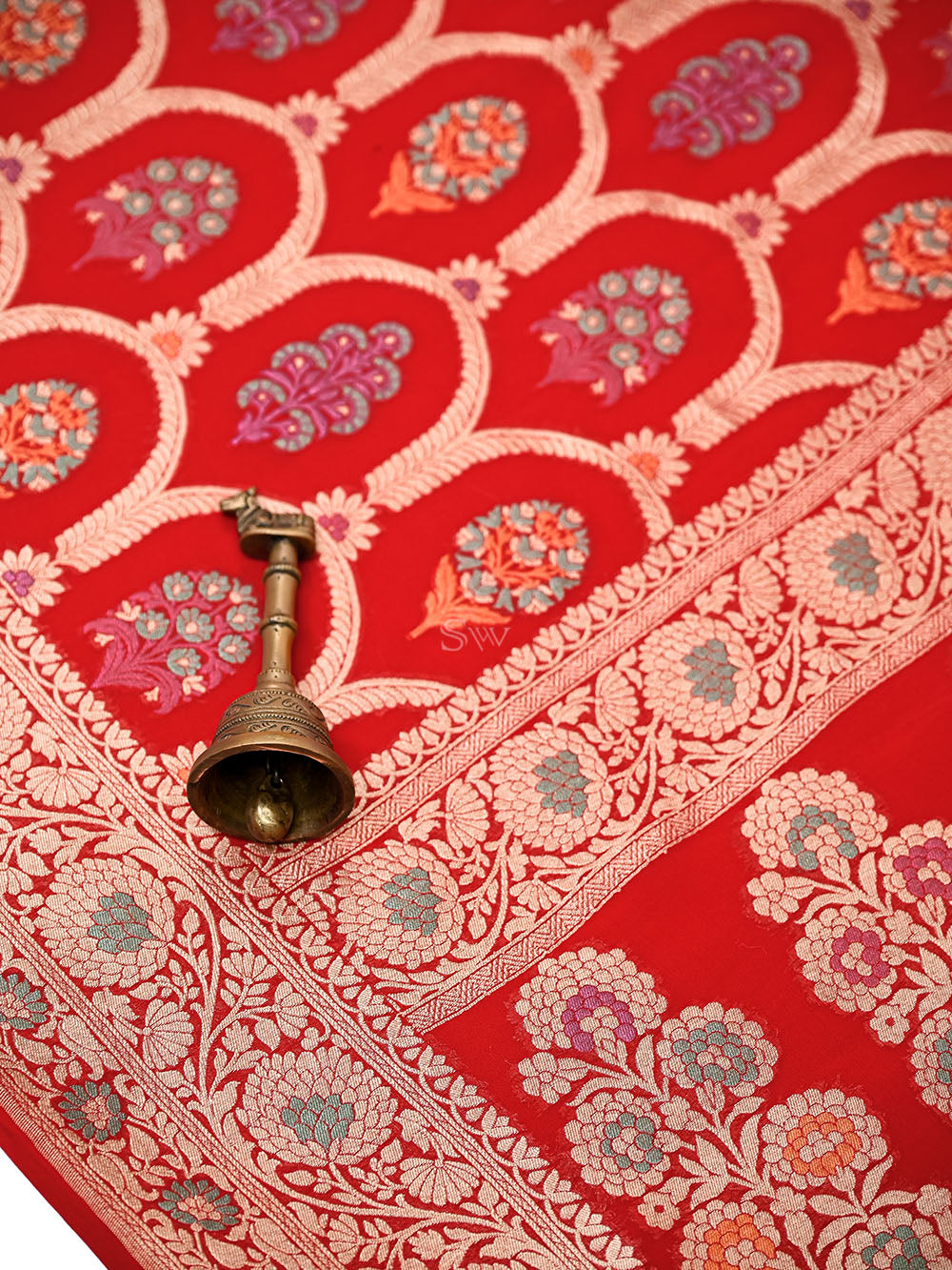 Red Meenakari Khaddi Georgette Handloom Banarasi Suit - Sacred Weaves
