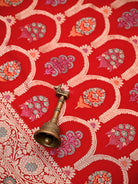 Red Meenakari Khaddi Georgette Handloom Banarasi Suit - Sacred Weaves