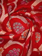 Red Meenakari Khaddi Georgette Handloom Banarasi Suit - Sacred Weaves