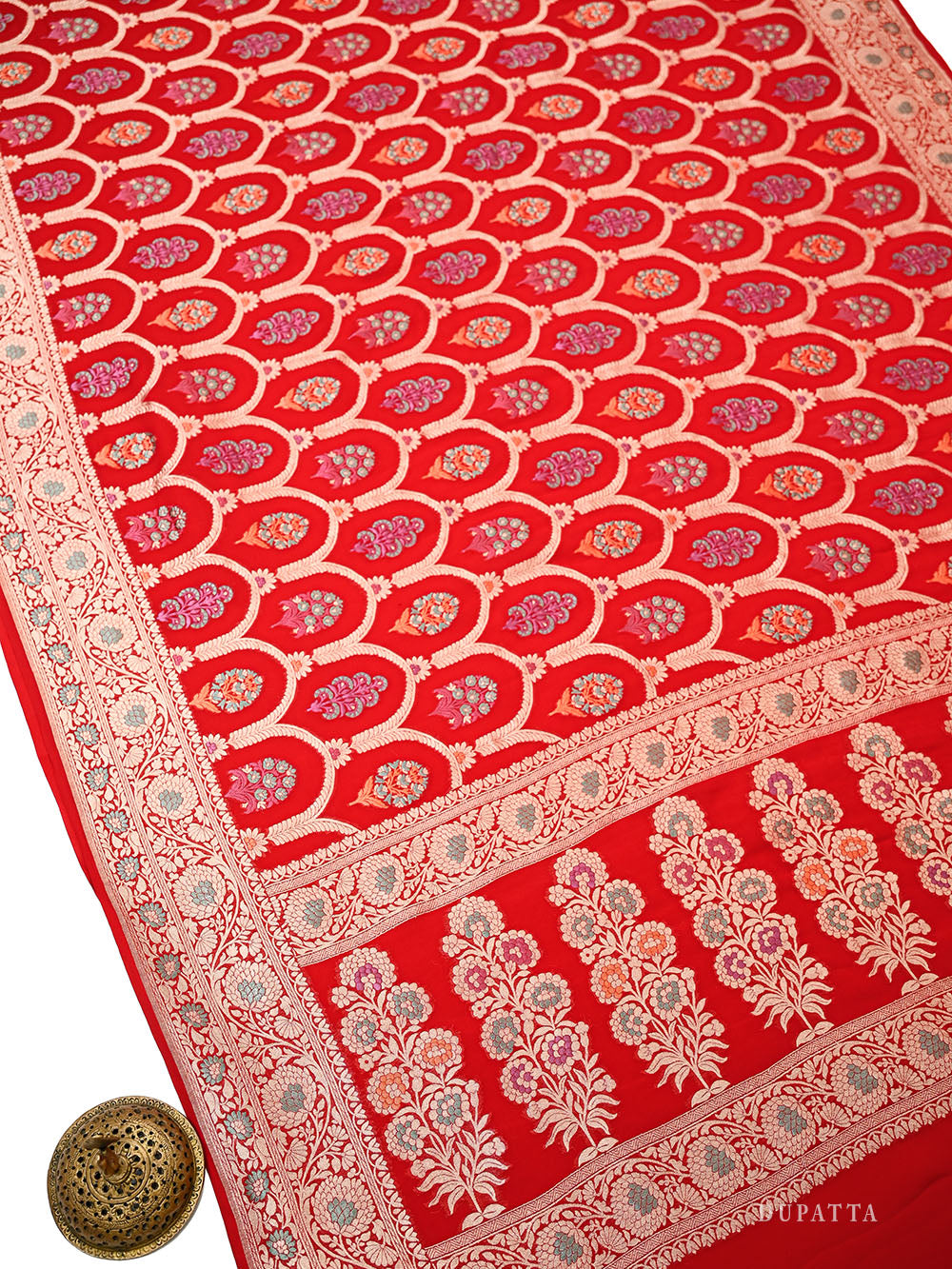 Red Meenakari Khaddi Georgette Handloom Banarasi Suit - Sacred Weaves