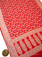 Red Meenakari Khaddi Georgette Handloom Banarasi Suit - Sacred Weaves