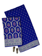 Royal Blue Meenakari Khaddi Georgette Handloom Banarasi Suit - Sacred Weaves