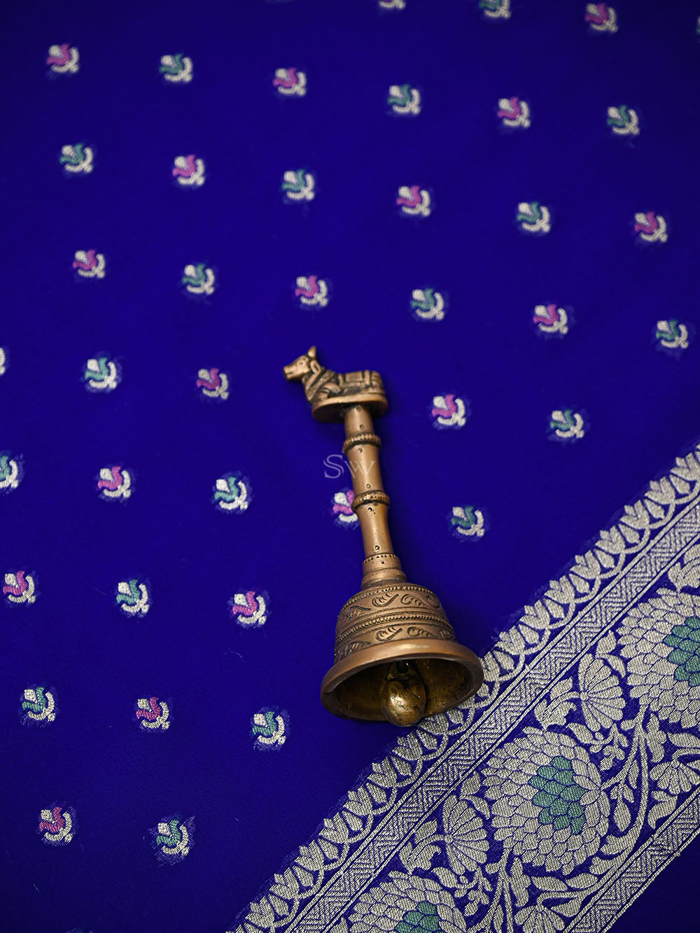 Royal Blue Meenakari Khaddi Georgette Handloom Banarasi Suit - Sacred Weaves