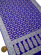 Royal Blue Meenakari Khaddi Georgette Handloom Banarasi Suit - Sacred Weaves