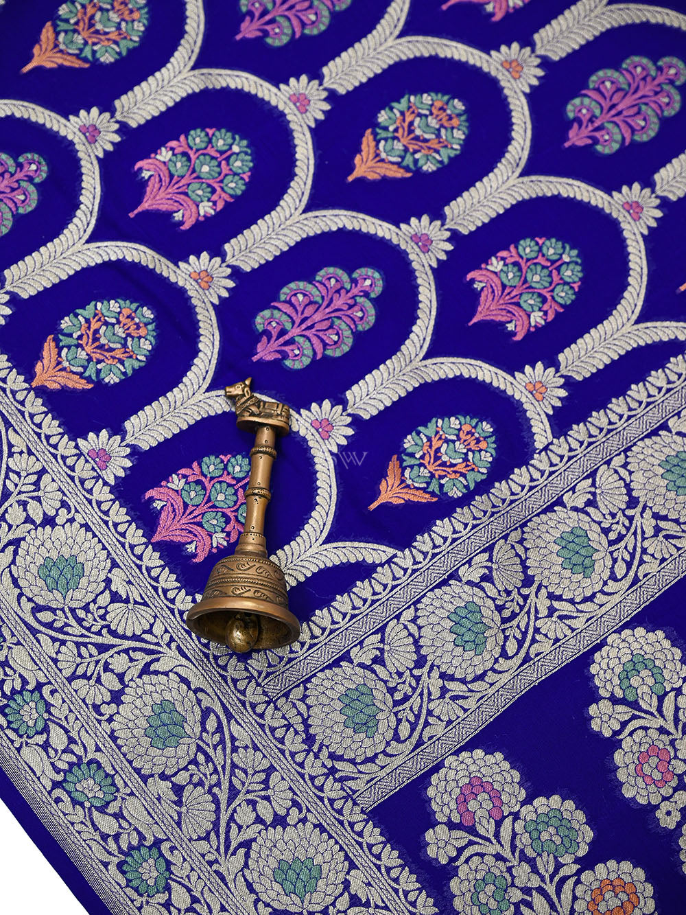 Royal Blue Meenakari Khaddi Georgette Handloom Banarasi Suit - Sacred Weaves