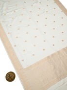 Cream Booti Satin Silk Handloom Banarasi Saree - Sacred Weaves